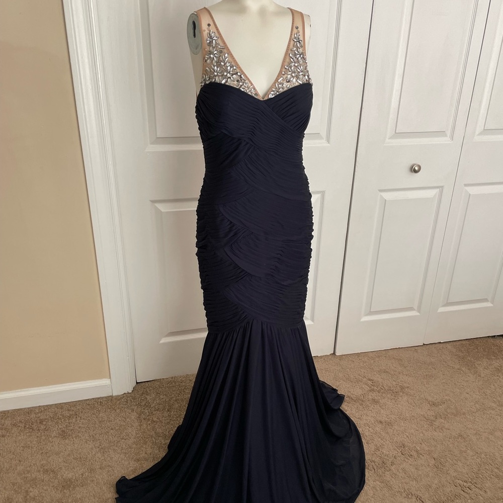 Dark navy blue evening gown